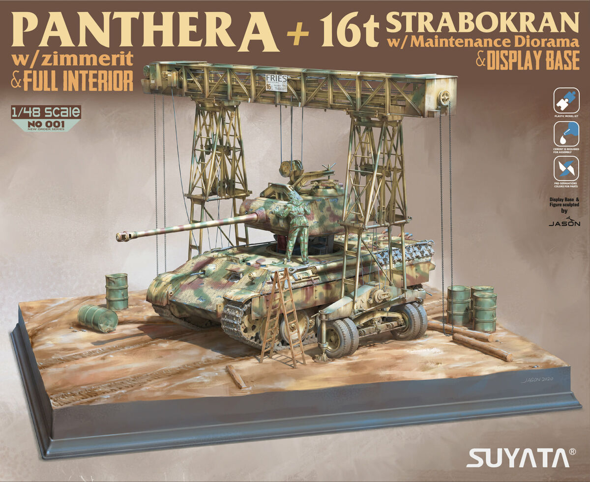 Panthera + Strabokran 16t avec diorama de maintenance + socle de présentation 1/48 SUYATA 001 (VENTE FINALE)